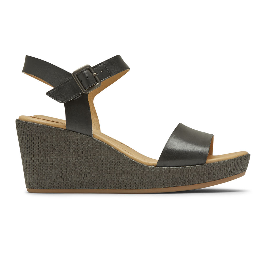 Sandalias Rockport Mujer Mexico - Lyla Ankle-Strap Negros - FMKJH4572